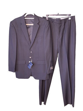 Milano Moda Men's 2 Pc Suit NEW Classic Black Blazer 38L Pants 32W Unhemmed